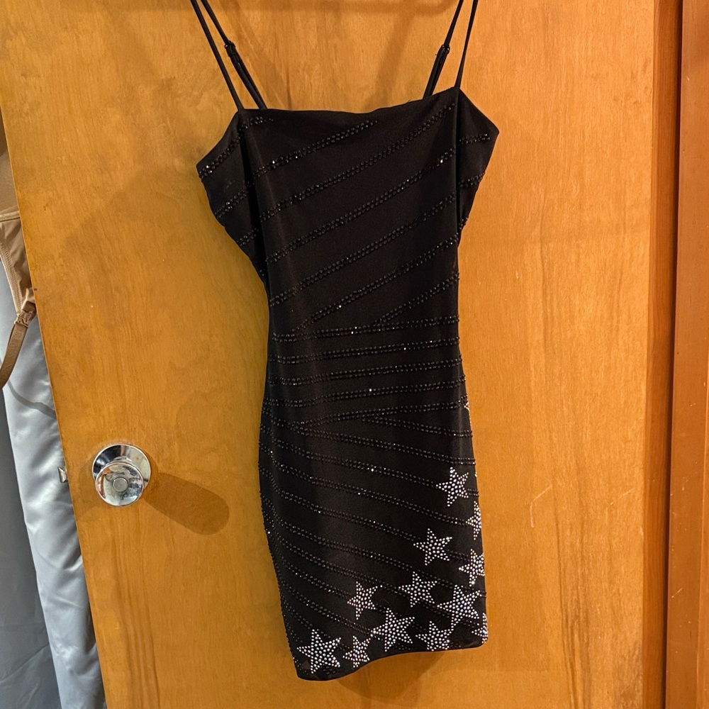 Windsor Black Mini Dress with Star Accents